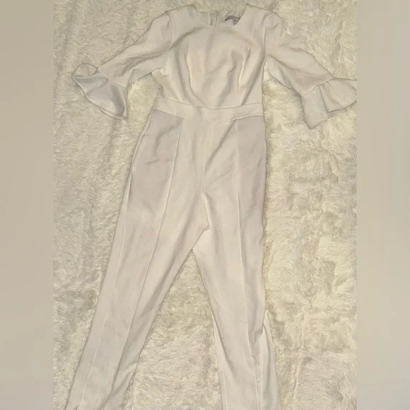 NWOT Black Halo Brooklyn Jumpsuit white bell sleeves sz 10